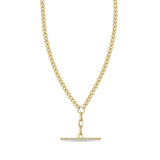 Zoë Chicco 14k Gold Mixed Small Curb & Medium Square Oval Chain Pavé Diamond Toggle Lariat Necklace