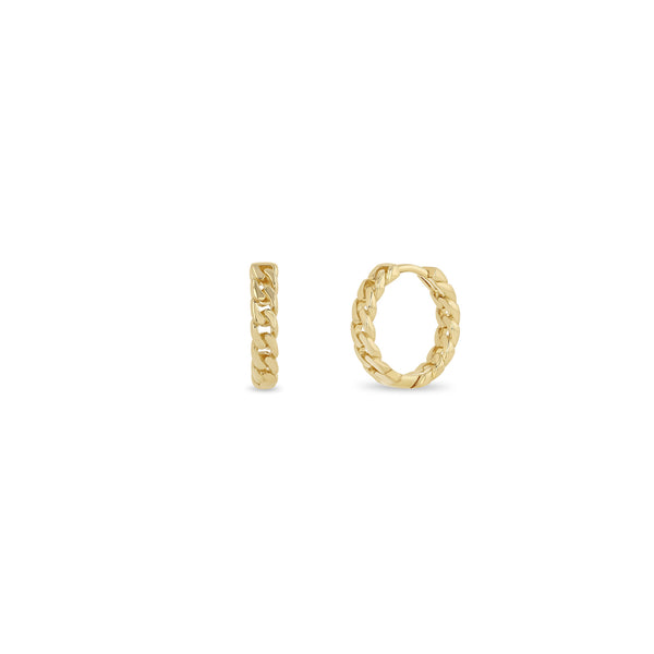 Zoë Chicco 14k Gold Small Curb Chain Hinge Huggie Hoop Earrings