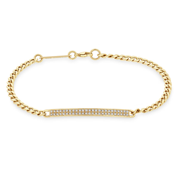 Zoë Chicco 14k Gold Pavé Diamond ID Bar Small Curb Chain Bracelet