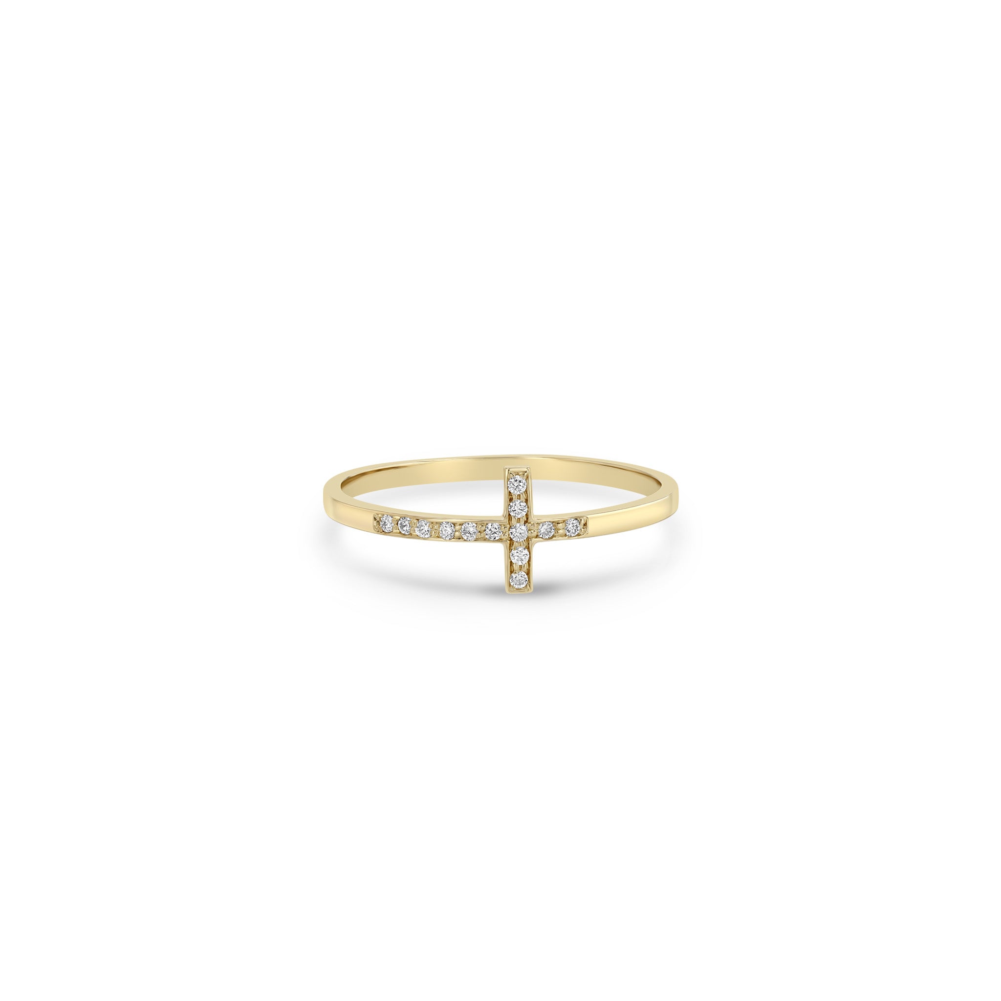 Zoë Chicco 14k Gold Horizontal Pavé Diamond Cross Band Ring