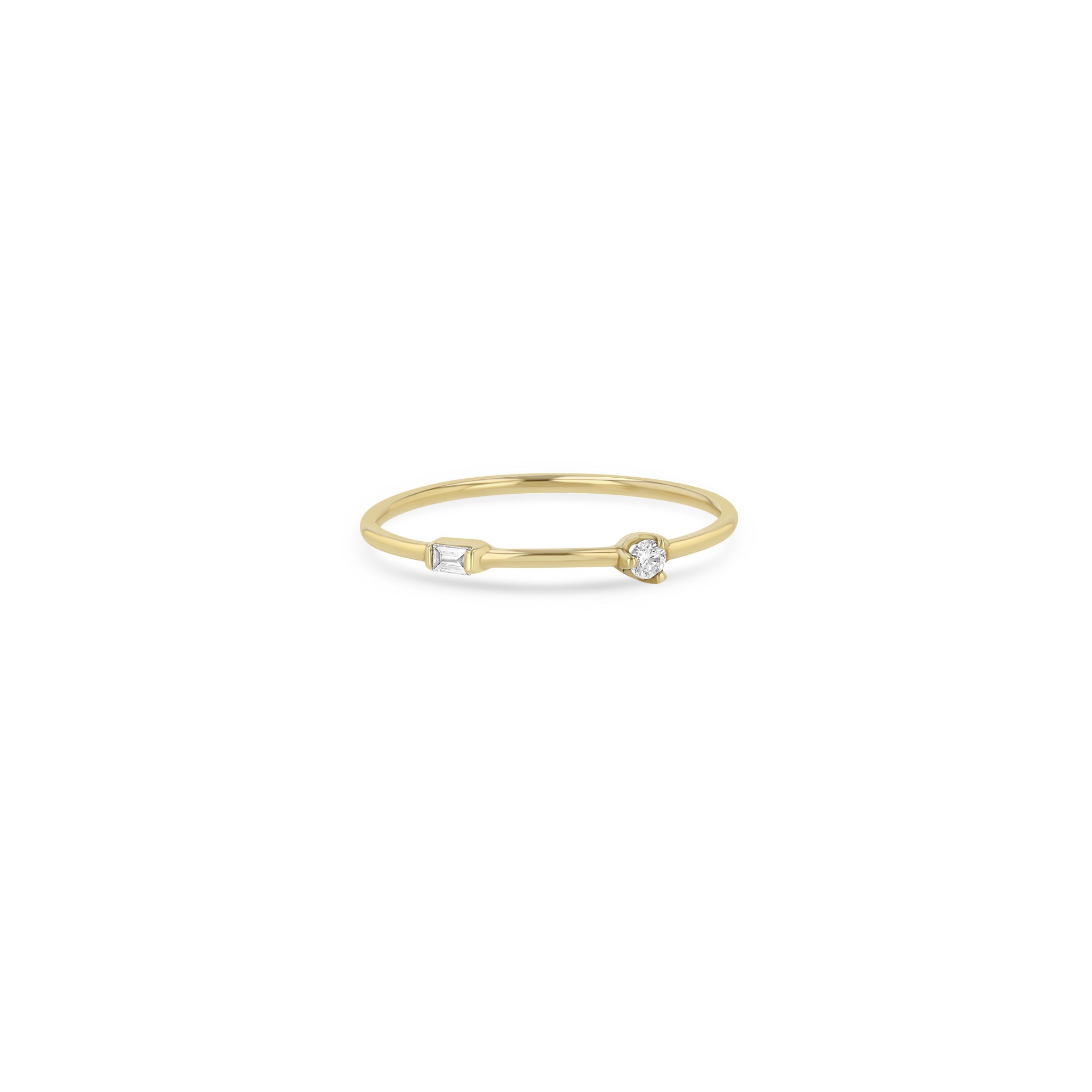 Zoe Chicco 14k Yellow Gold Baguette & Round Diamond Band Ring