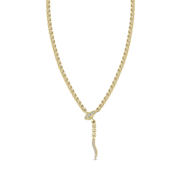Zoë Chicco 14k Gold Pavé Diamond Serpent Box Chain Necklace