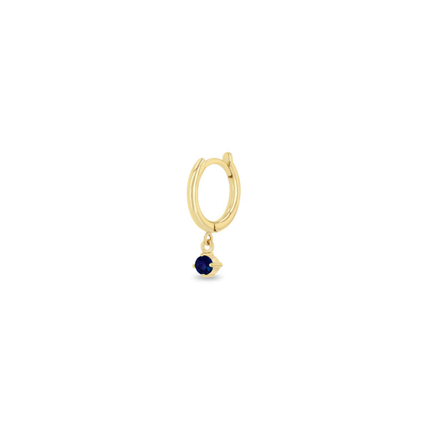 Single Zoë Chicco 14k Gold Dangling Blue Sapphire Small Hinge Huggie Hoop Earring