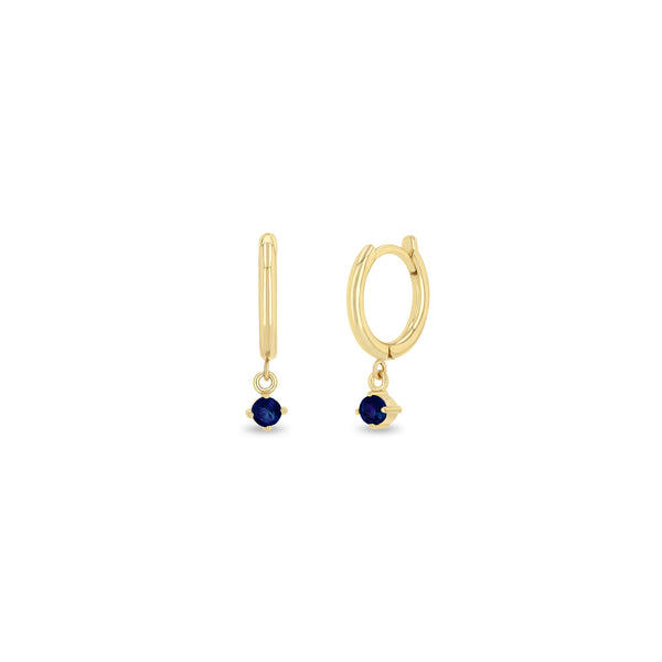 Zoë Chicco 14k Gold Dangling Blue Sapphire Small Hinge Huggie Hoop Earrings