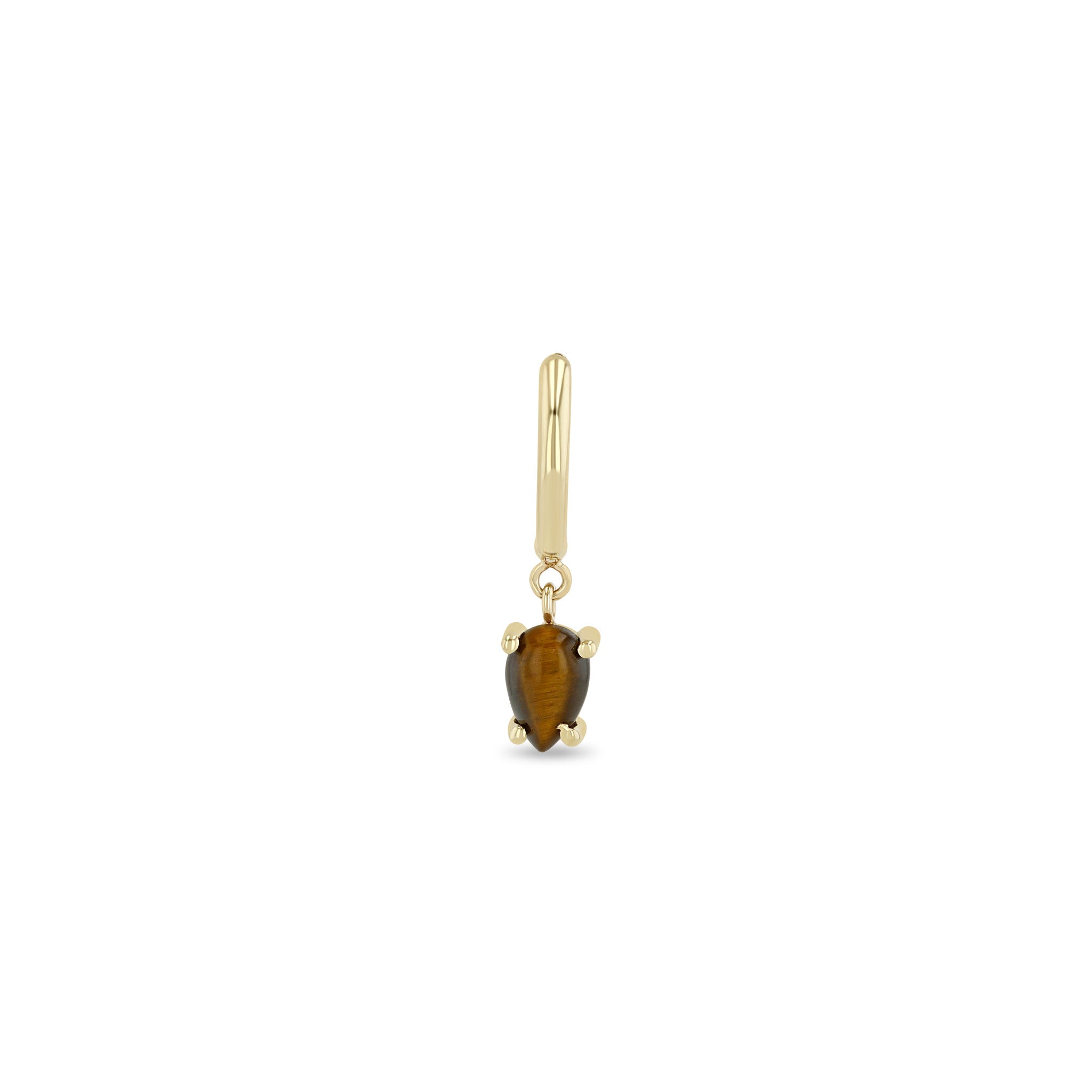 Zoe Chicco 14k gold earring with a brown gemstone on a white background