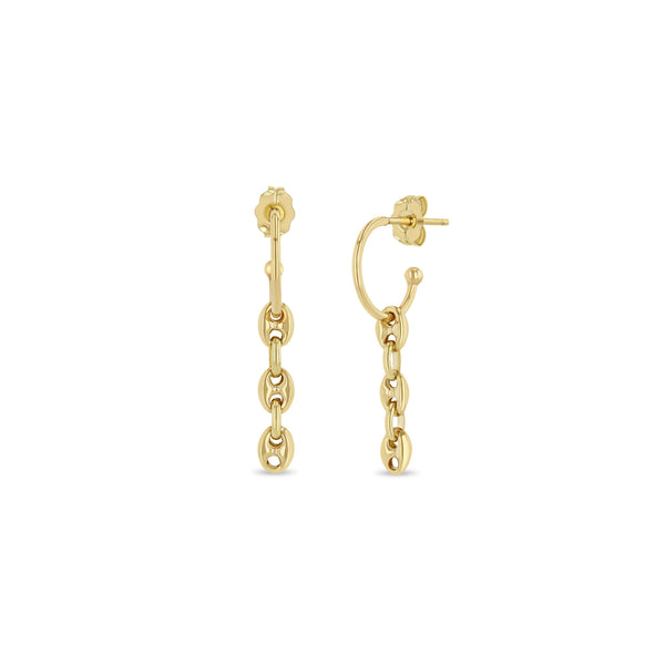 Zoë Chicco 14k Gold Dangling Mariner Chain Thin Huggie Hoop Earrings