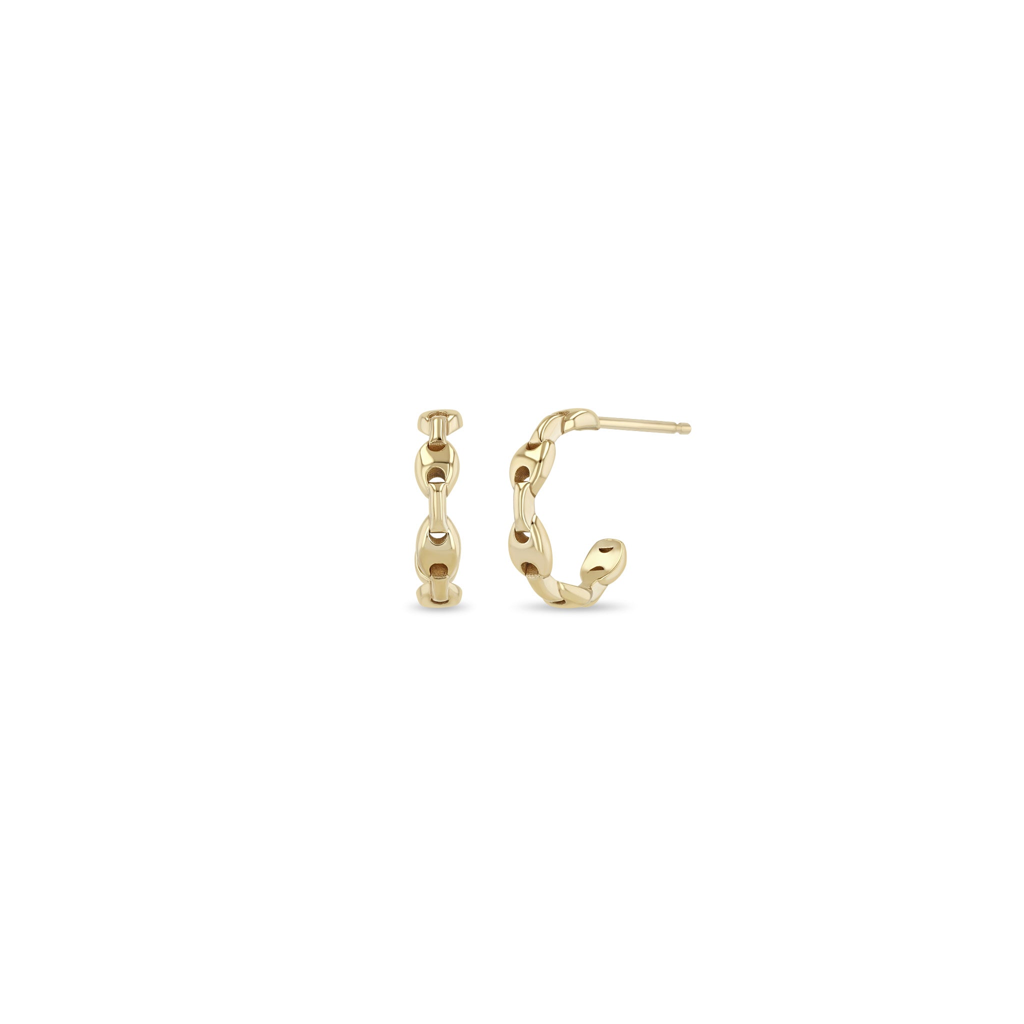 Zoë Chicco 14k Gold Small Mariner Chain Huggie Hoop Earrings