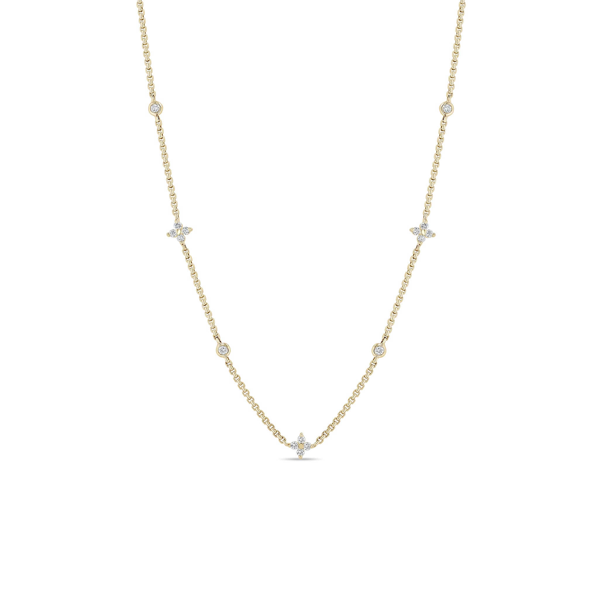 Zoe Chicco 14k gold chain necklace with small diamonds on a white background
