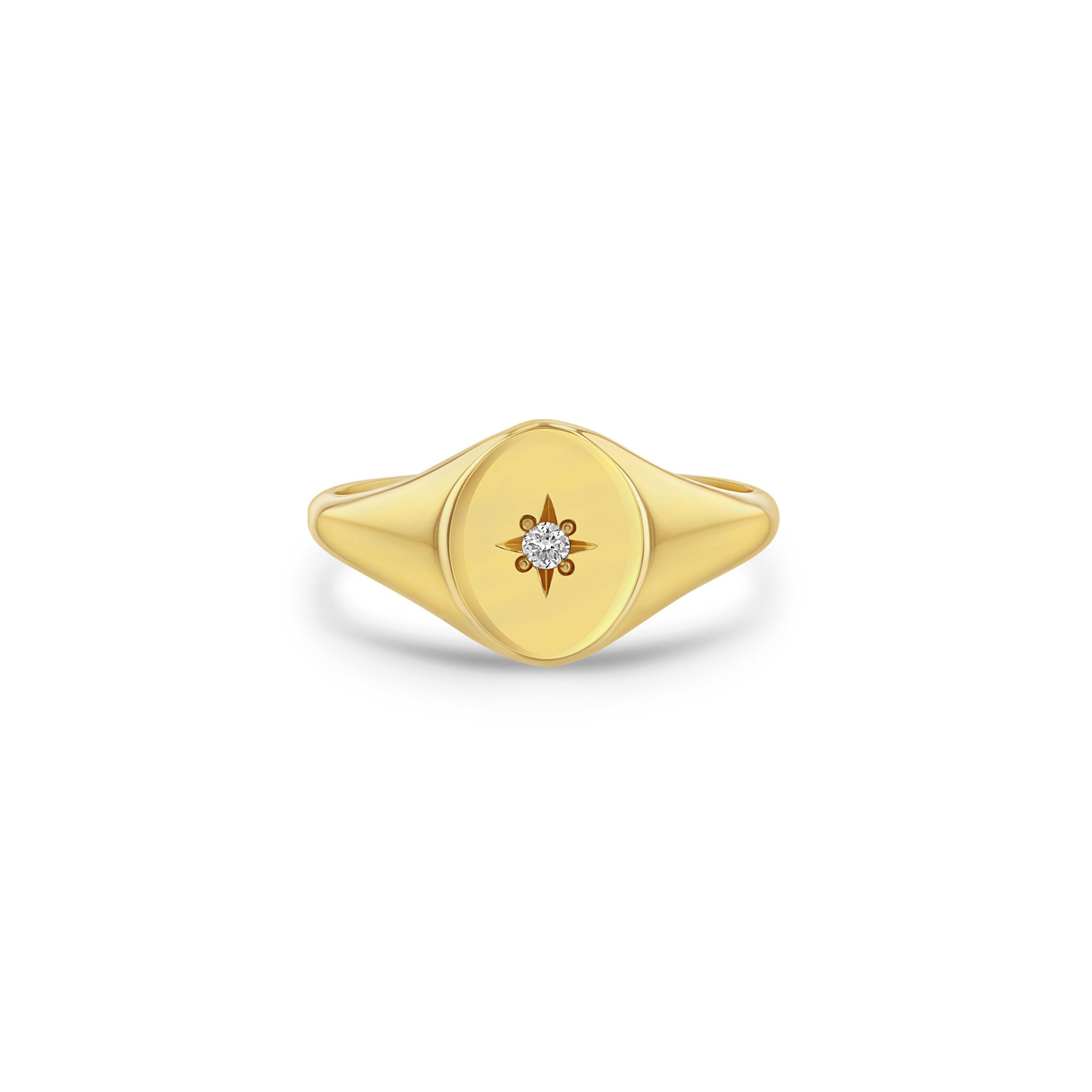 Zoë Chicco 14k Gold Star Set Diamond Oval Signet Ring