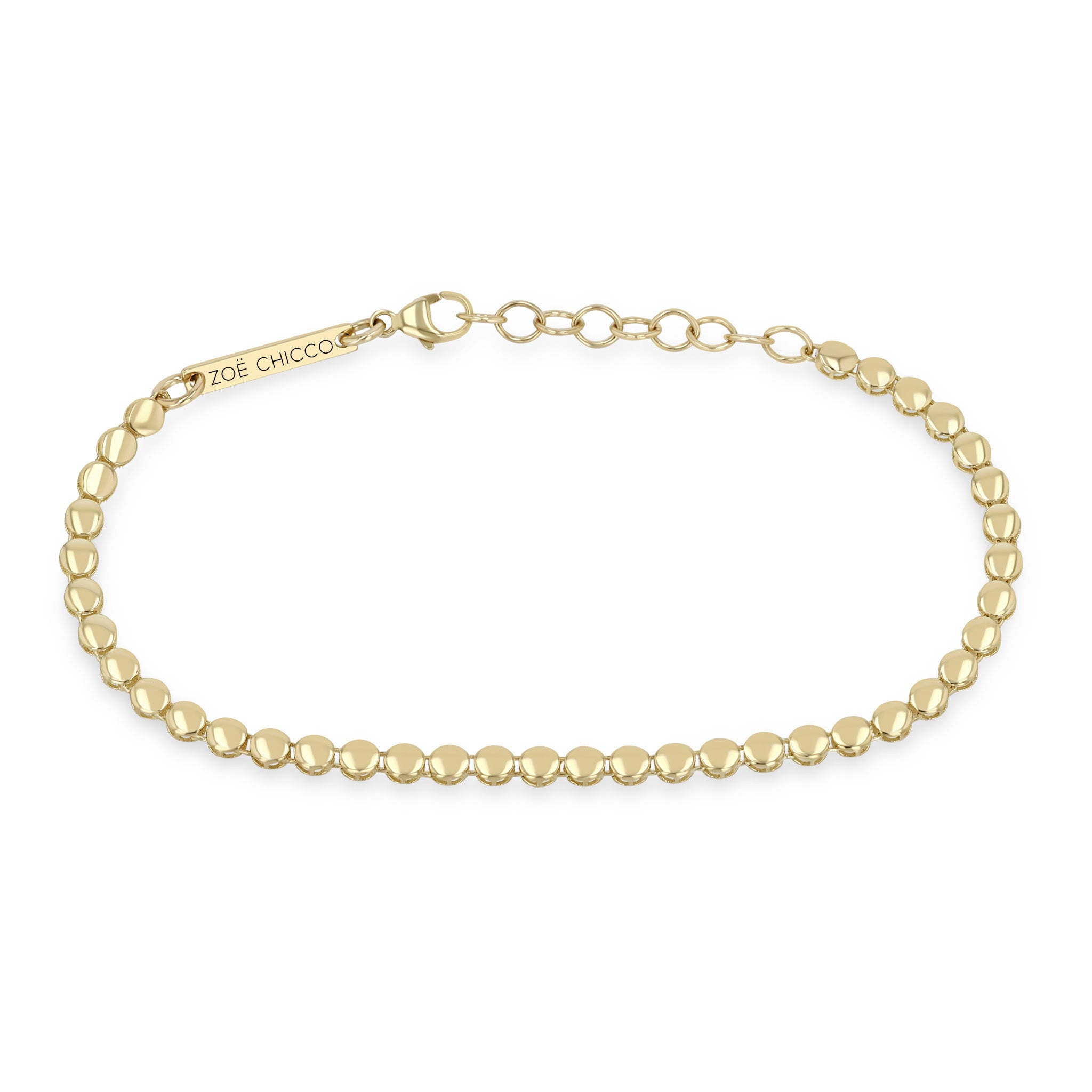 Zoe Chicco 14k gold round link chain bracelet on a white background