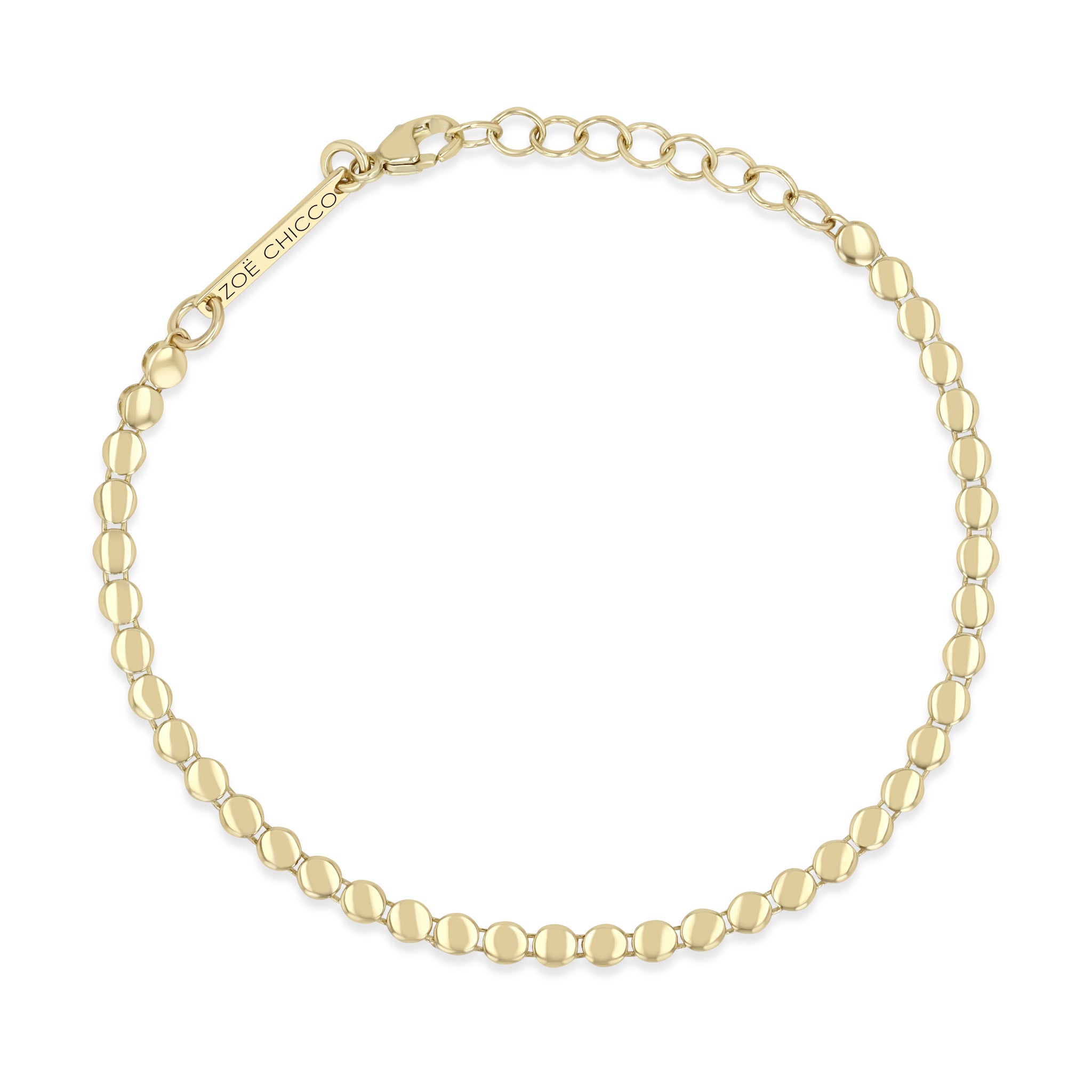 Zoe Chicco 14k gold round link chain bracelet on a white background