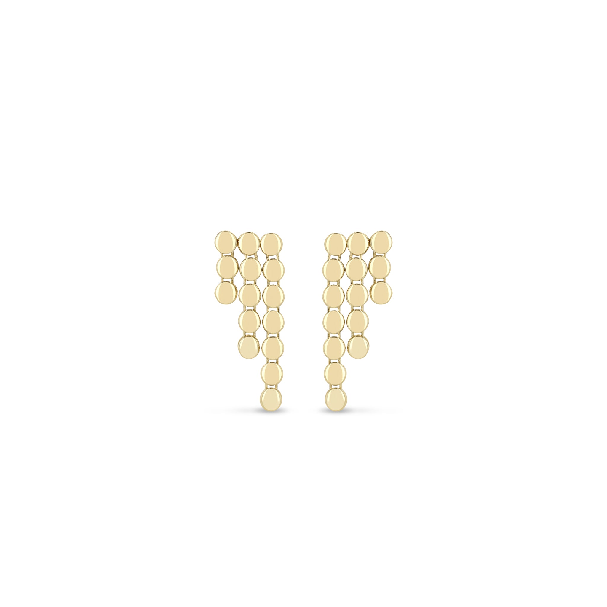 14k Puffed Round Link Waterfall Earrings