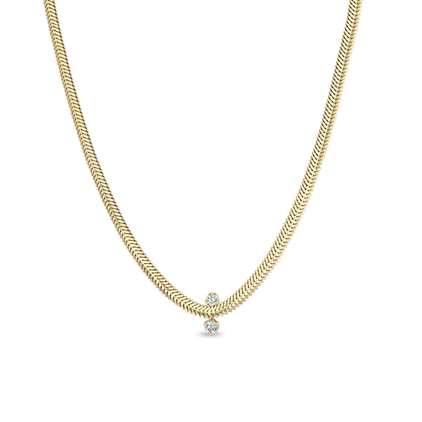Zoë Chicco 14k Gold 2 Mixed Prong Diamond Snake Chain Necklace