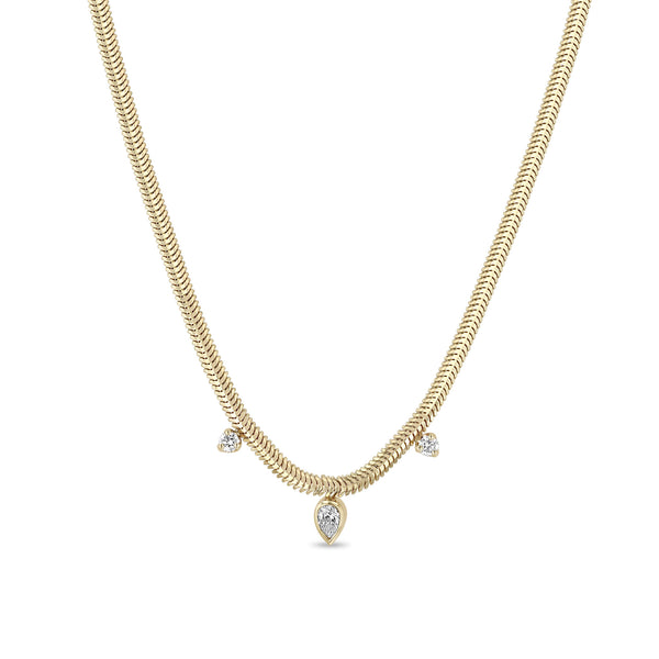 Zoë Chicco 14k Gold Pear & Prong Diamond Snake Chain Necklace