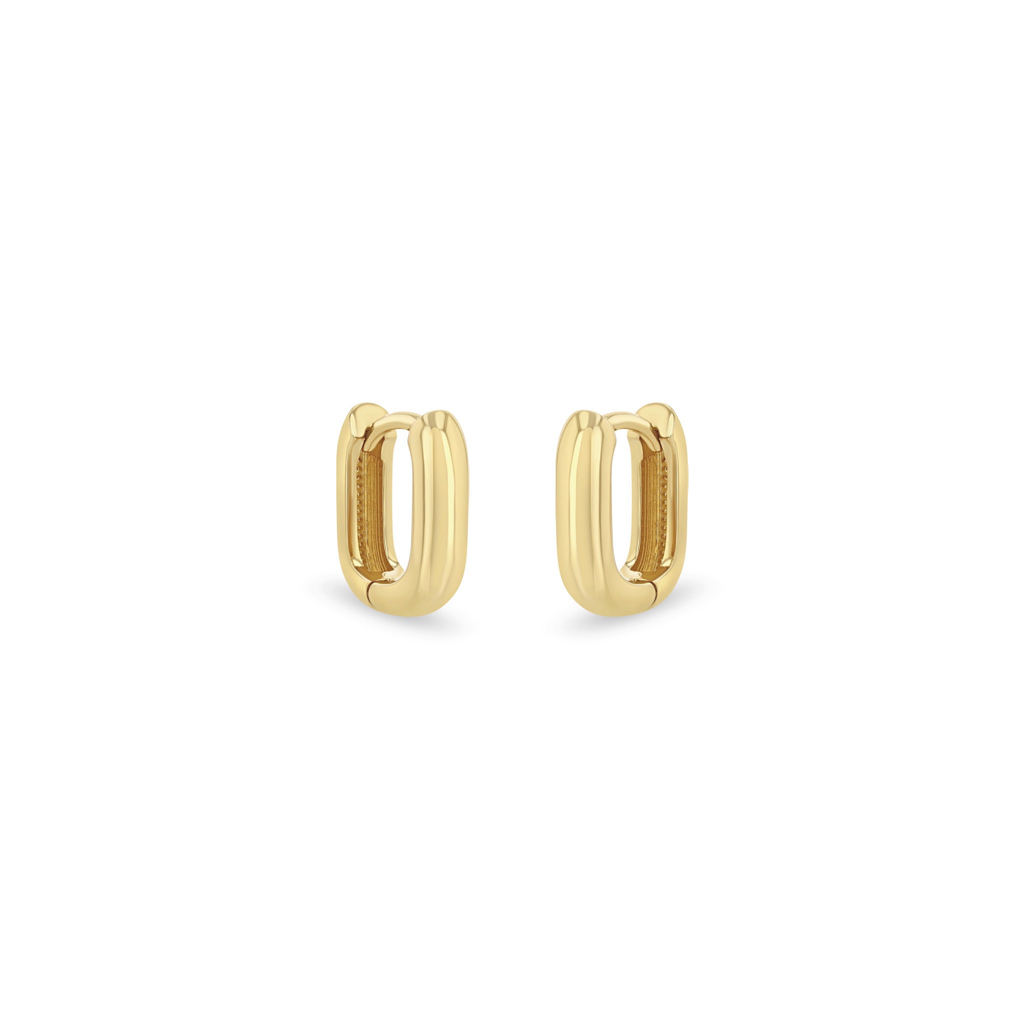 Zoë Chicco 14k Gold Thick Small Oval Hinge Huggie Hoop Earrings