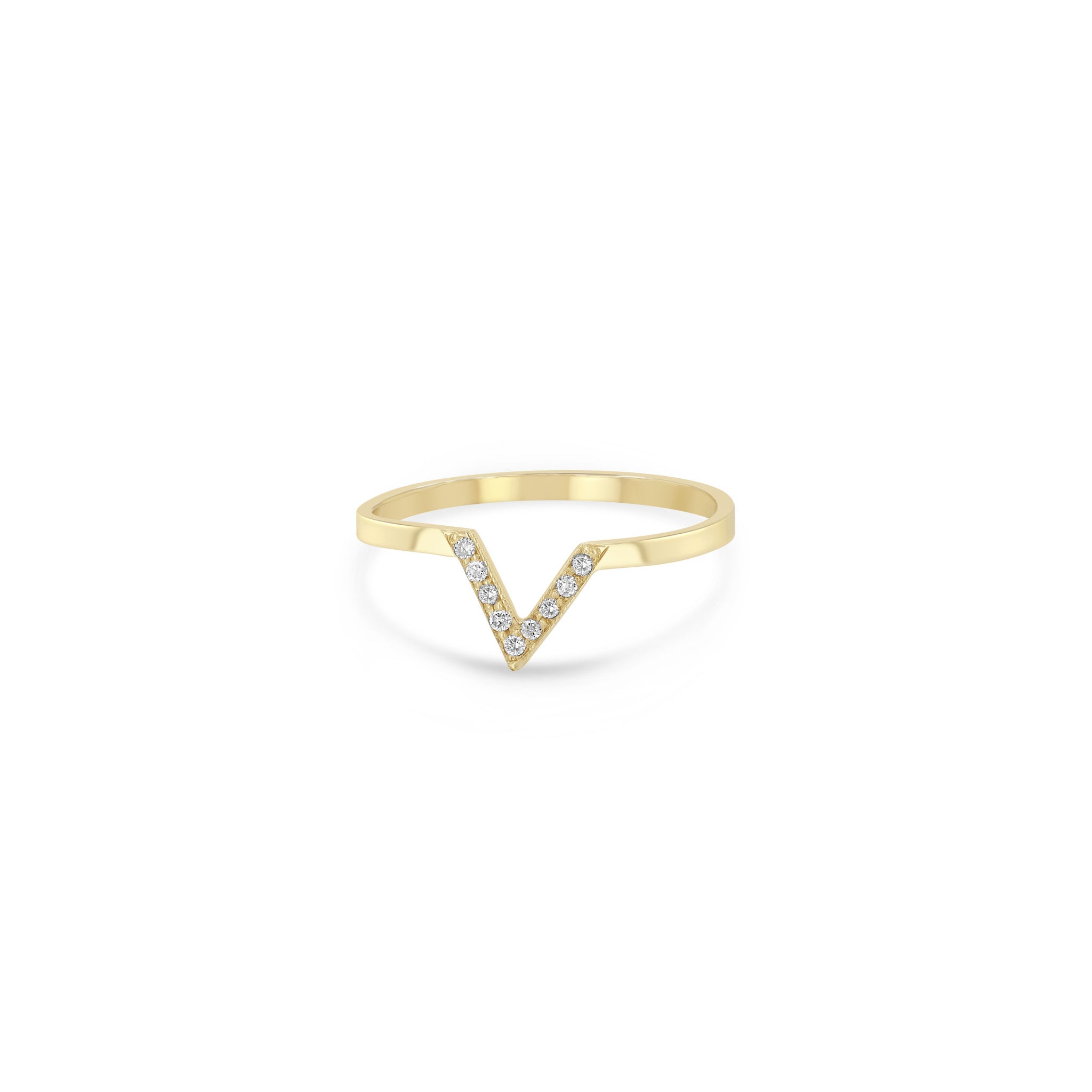Zoe Chicco 14k gold ring with a V-shaped design on a white background
