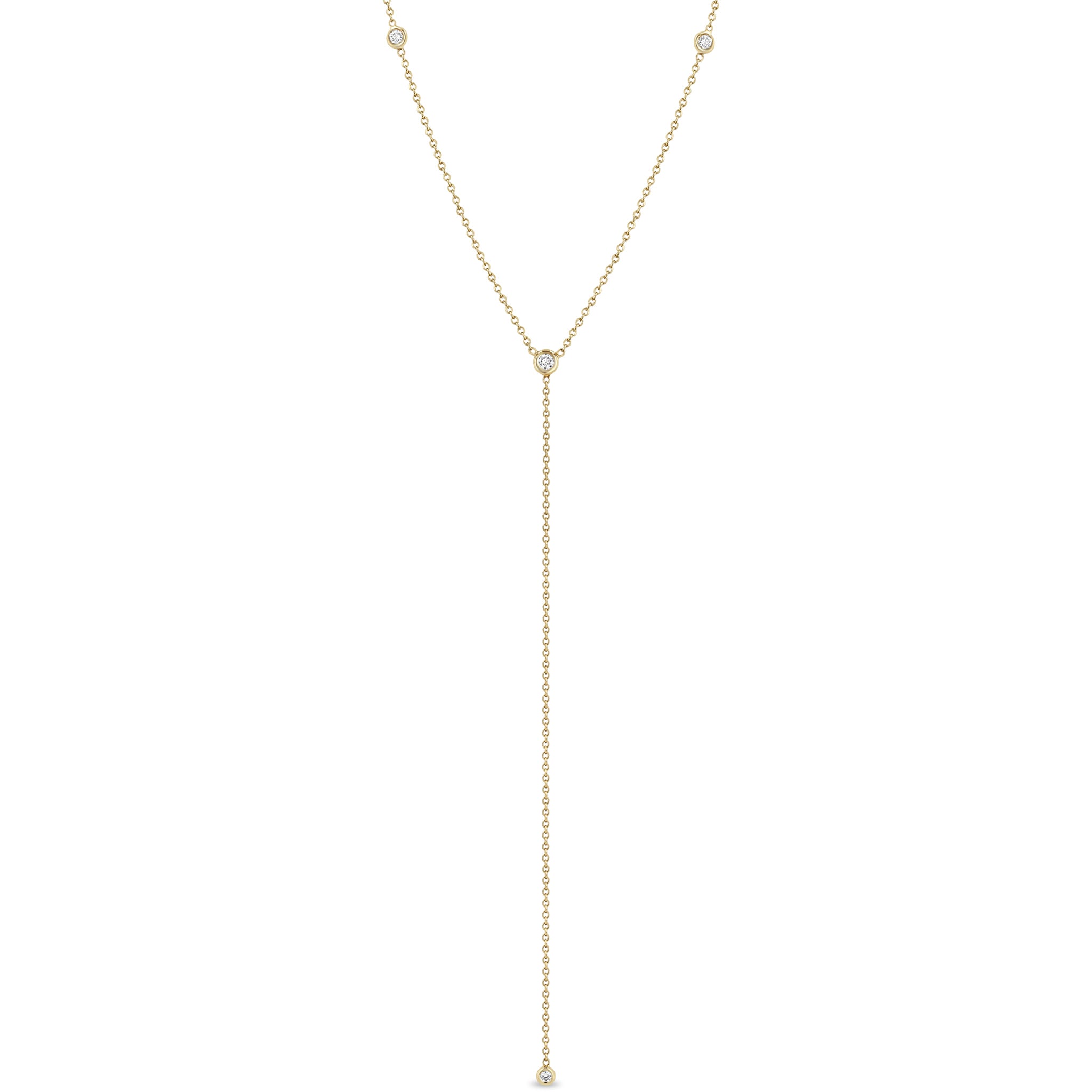 Zoë Chicco 14k Gold 4 Floating Diamonds Lariat Necklace