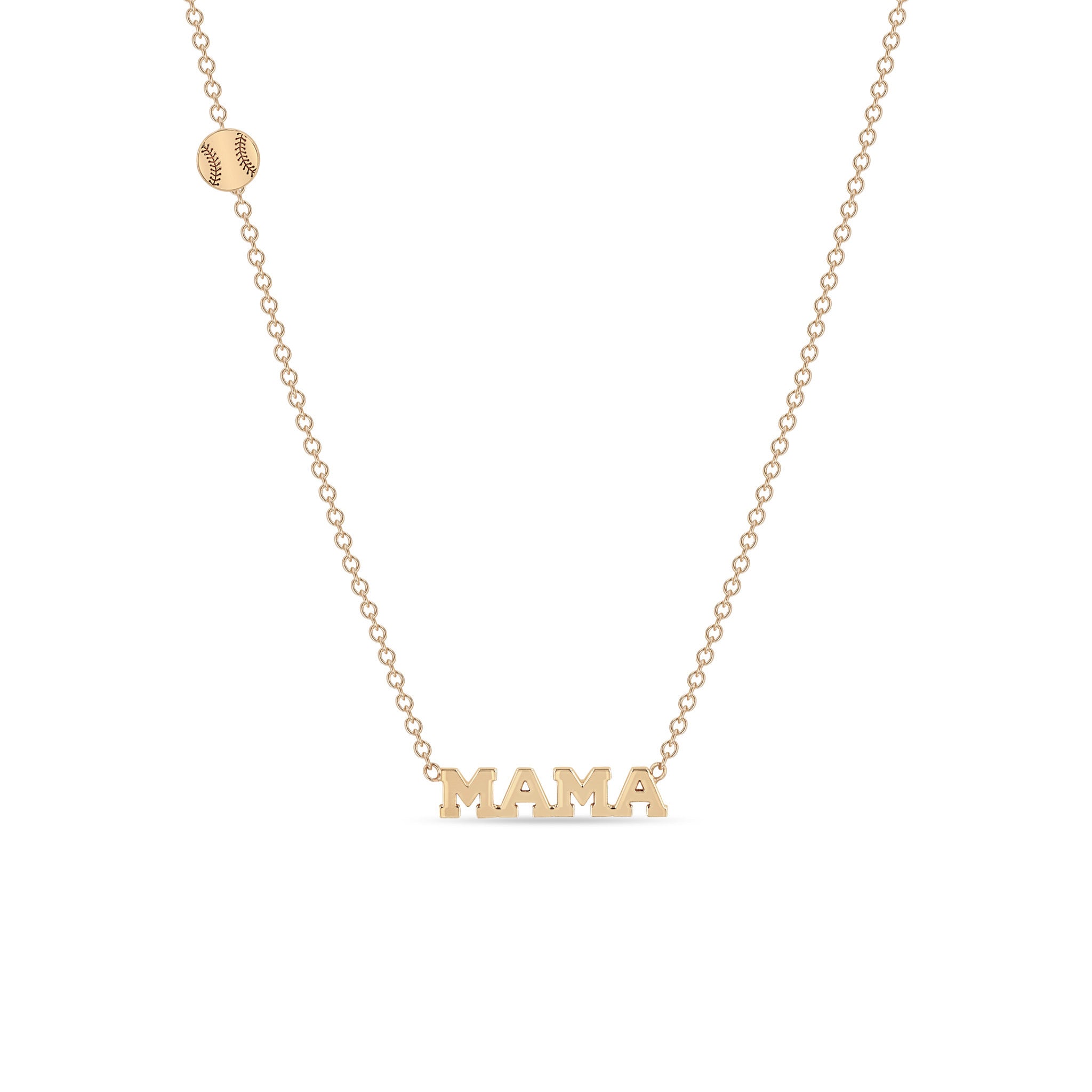 Zoë Chicco 14k Gold Itty Bitty Sports Mama Necklace with a Baseball