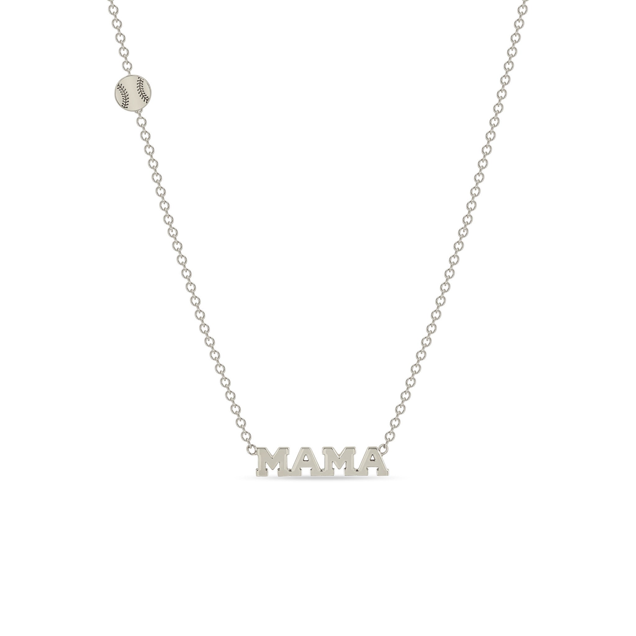 Zoë Chicco 14k Gold Itty Bitty Sports Mama Necklace with a Baseball