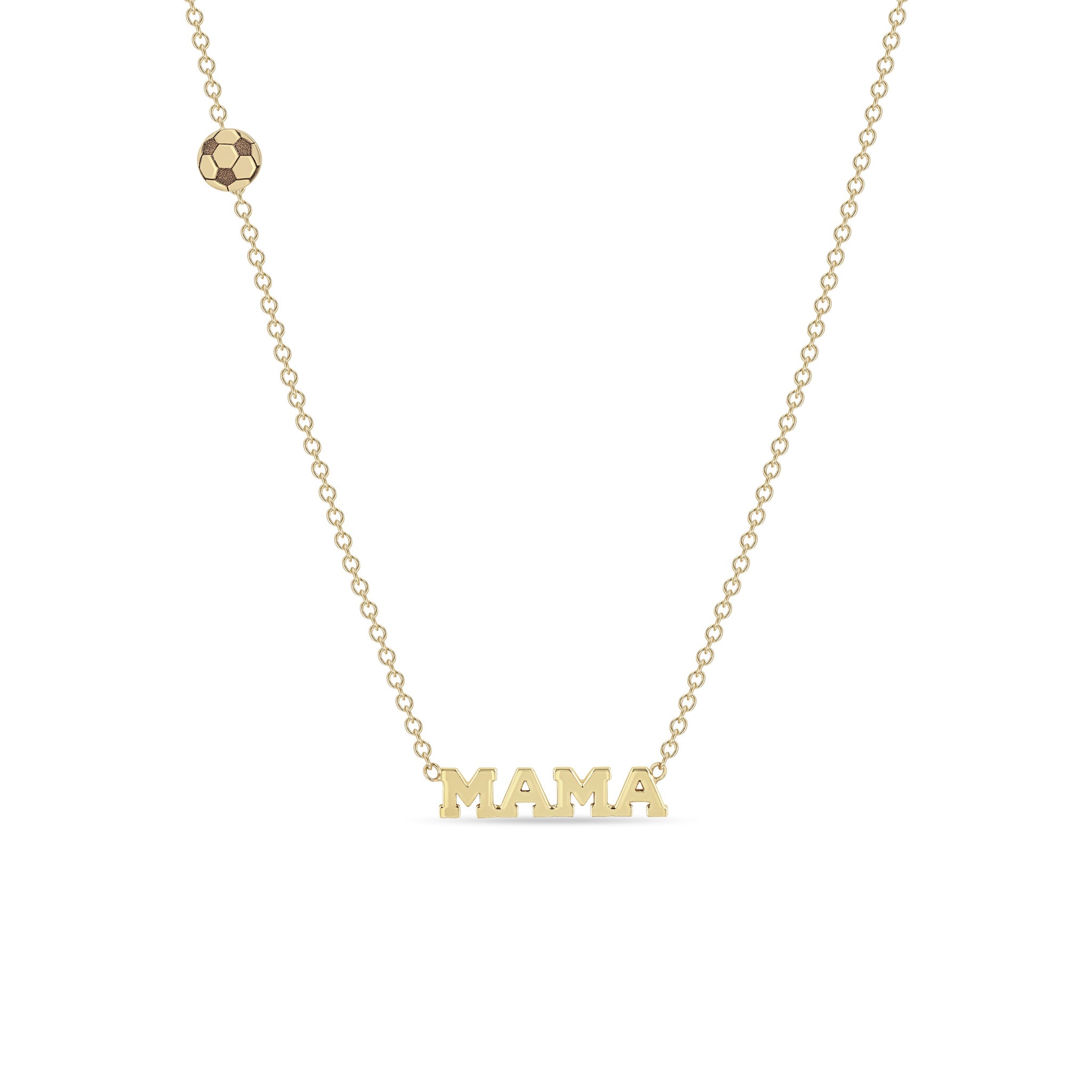 Zoë Chicco 14k Gold Itty Bitty Sports Mama Necklace with a Soccer Ball