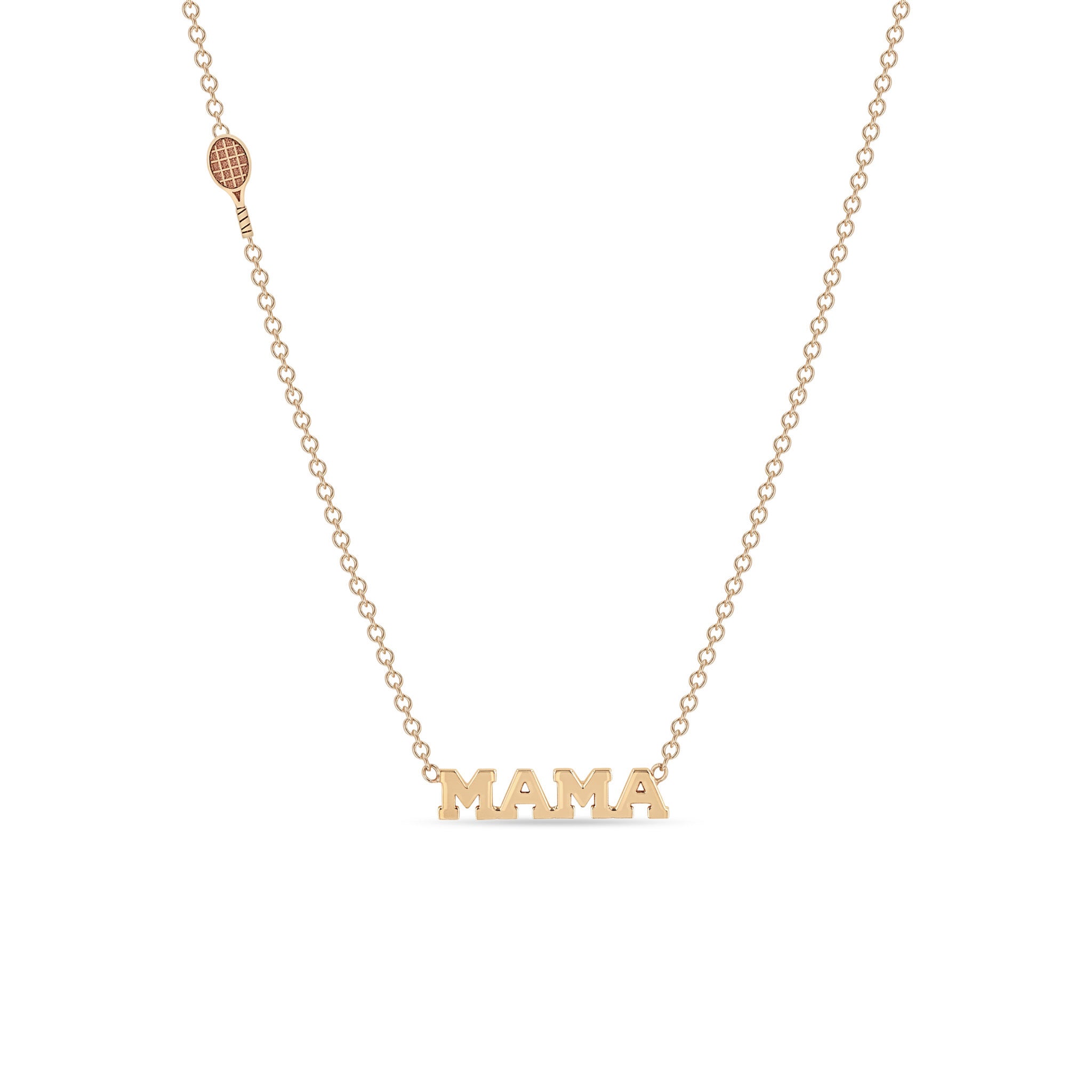 Zoë Chicco 14k Gold Itty Bitty Sports Mama Necklace with a Tennis Racket
