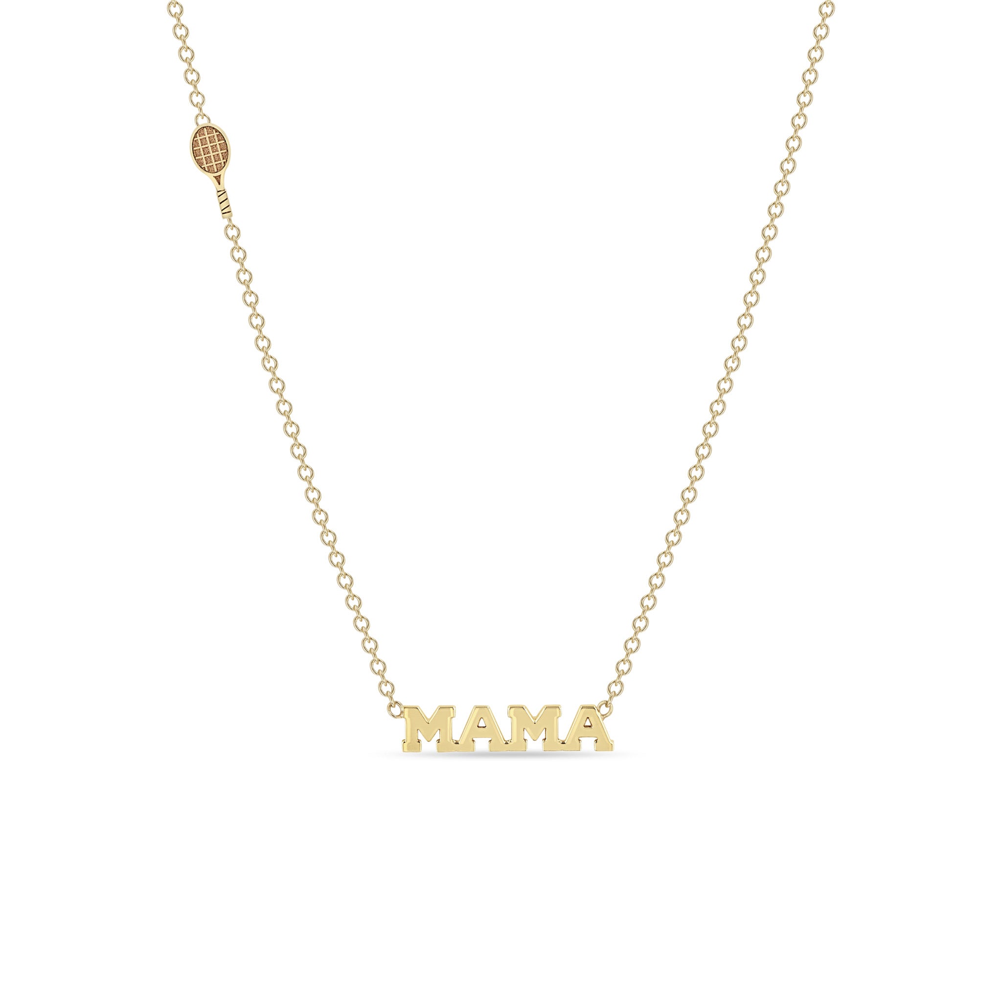 Zoë Chicco 14k Gold Itty Bitty Sports Mama Necklace with a Tennis Racket