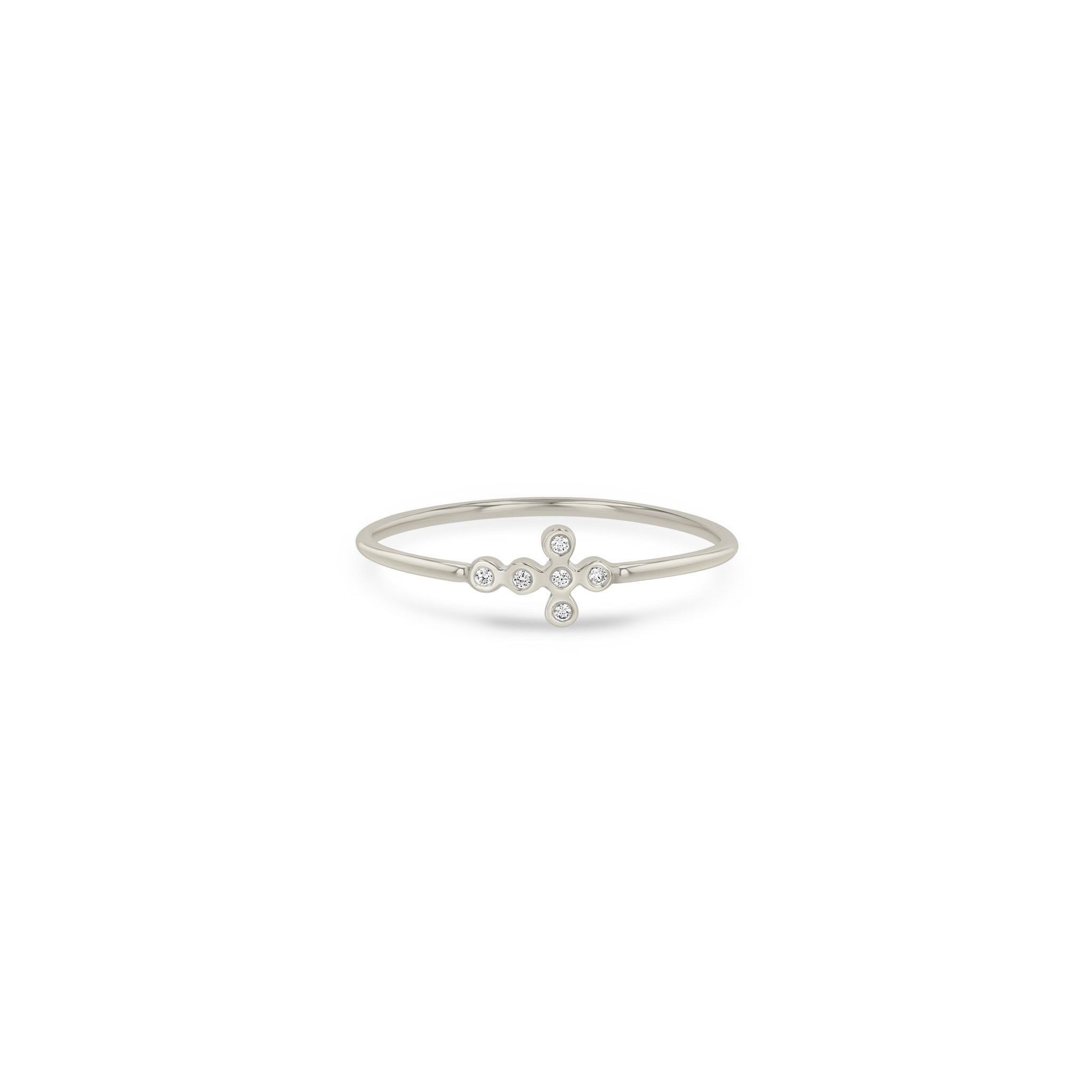 Zoë Chicco 14k Gold Small Horizontal Diamond Bezel Cross Ring