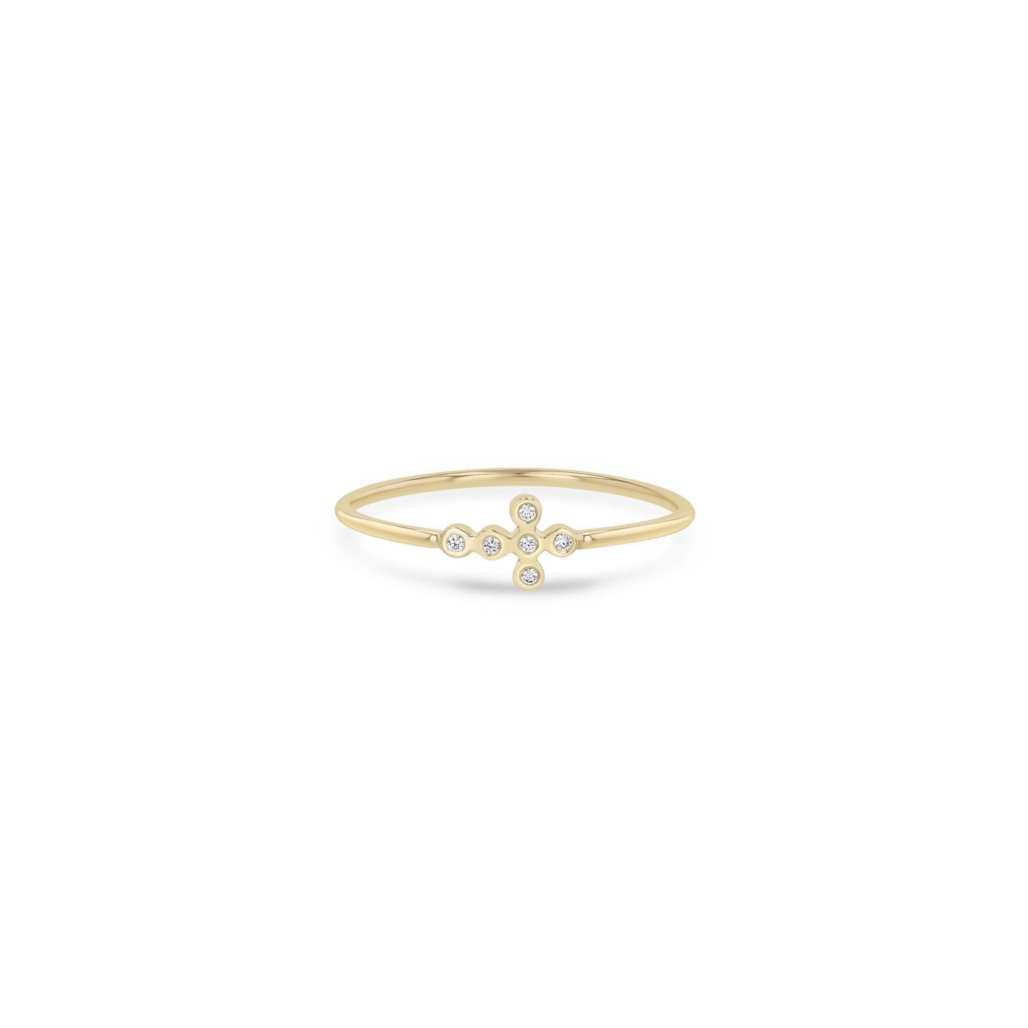 Zoë Chicco 14k Gold Small Horizontal Diamond Bezel Cross Ring