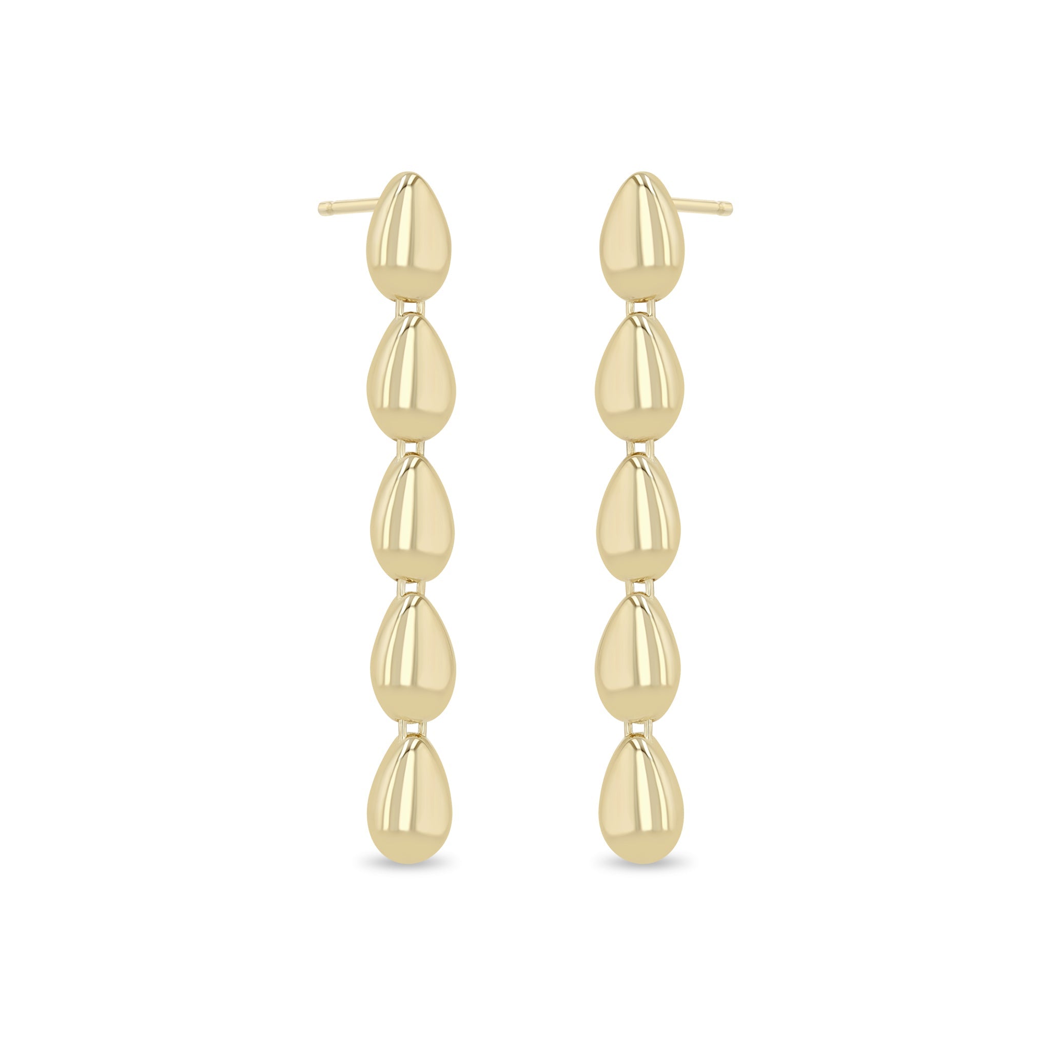 Zoe Chicco 14k gold teardrop dangle earrings on a white background