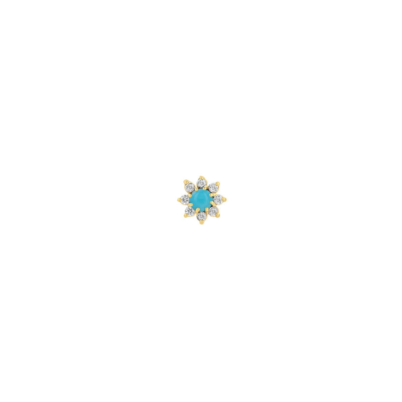 Single Zoë Chicco 14k Gold Prong Turquoise & Diamond Flower Stud Earring