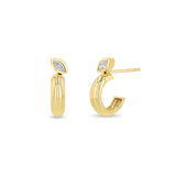 Zoë Chicco 14k Gold Marquise Diamond Bezel Chubby Huggie Hoop Earrings