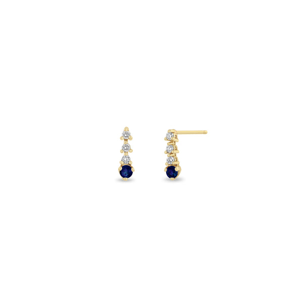 Zoë Chicco 14k Gold Prong Blue Sapphire & Short Diamond Tennis Drop Earrings