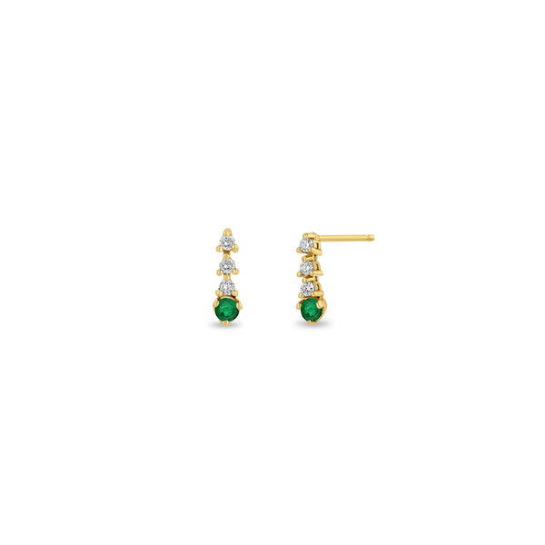 Zoë Chicco 14k Gold Prong Emerald & Short Diamond Tennis Drop Earrings