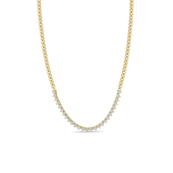 Zoë Chicco 14k Gold Diamond Tennis Segment Small Curb Chain Necklace
