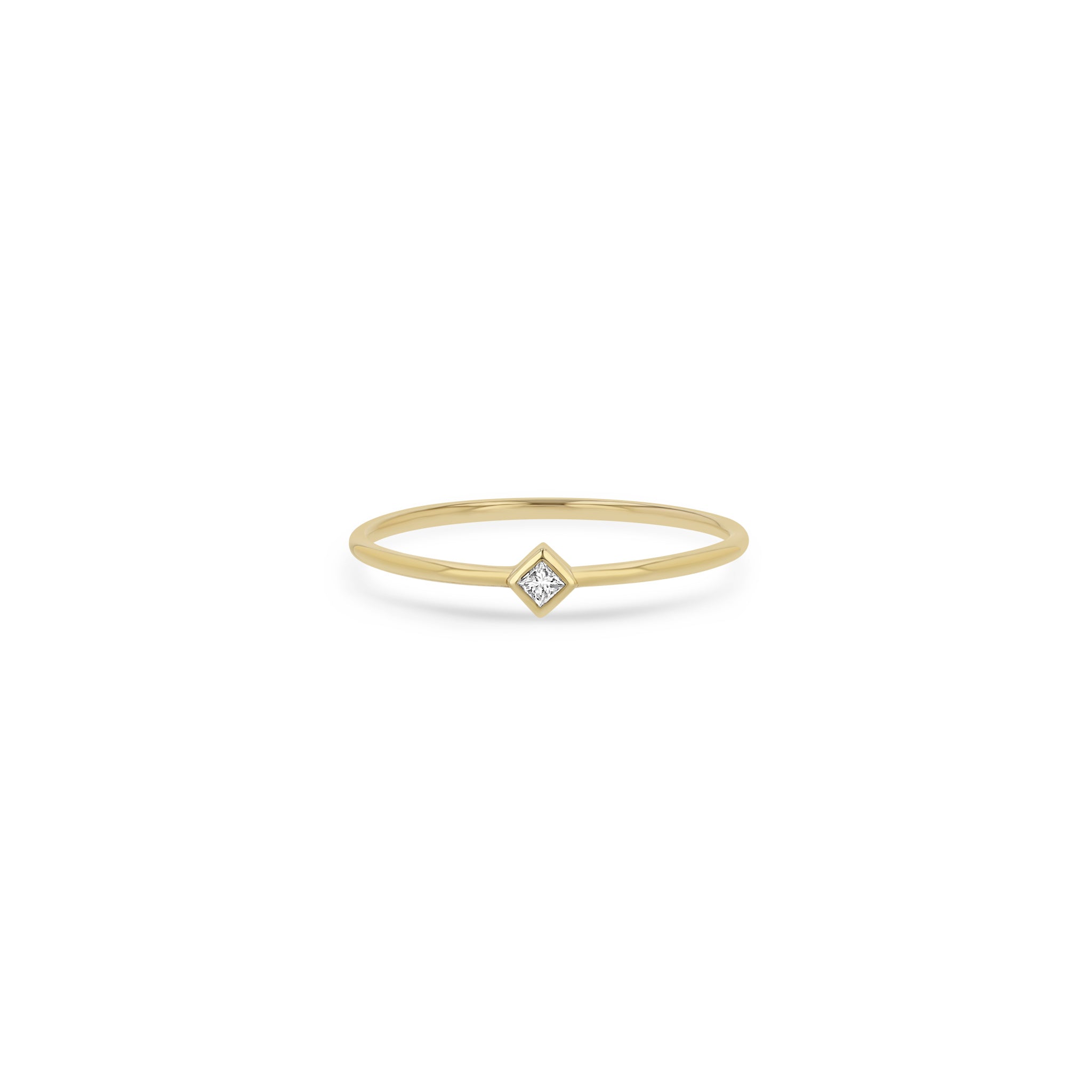 14k Tiny Princess Diamond 14k Yellow Gold Ring