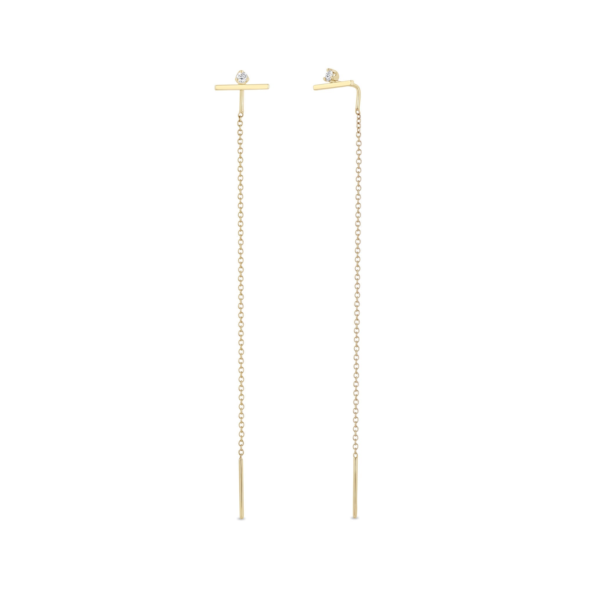 Zoe Chicco 14k gold chain dangle earrings on white background