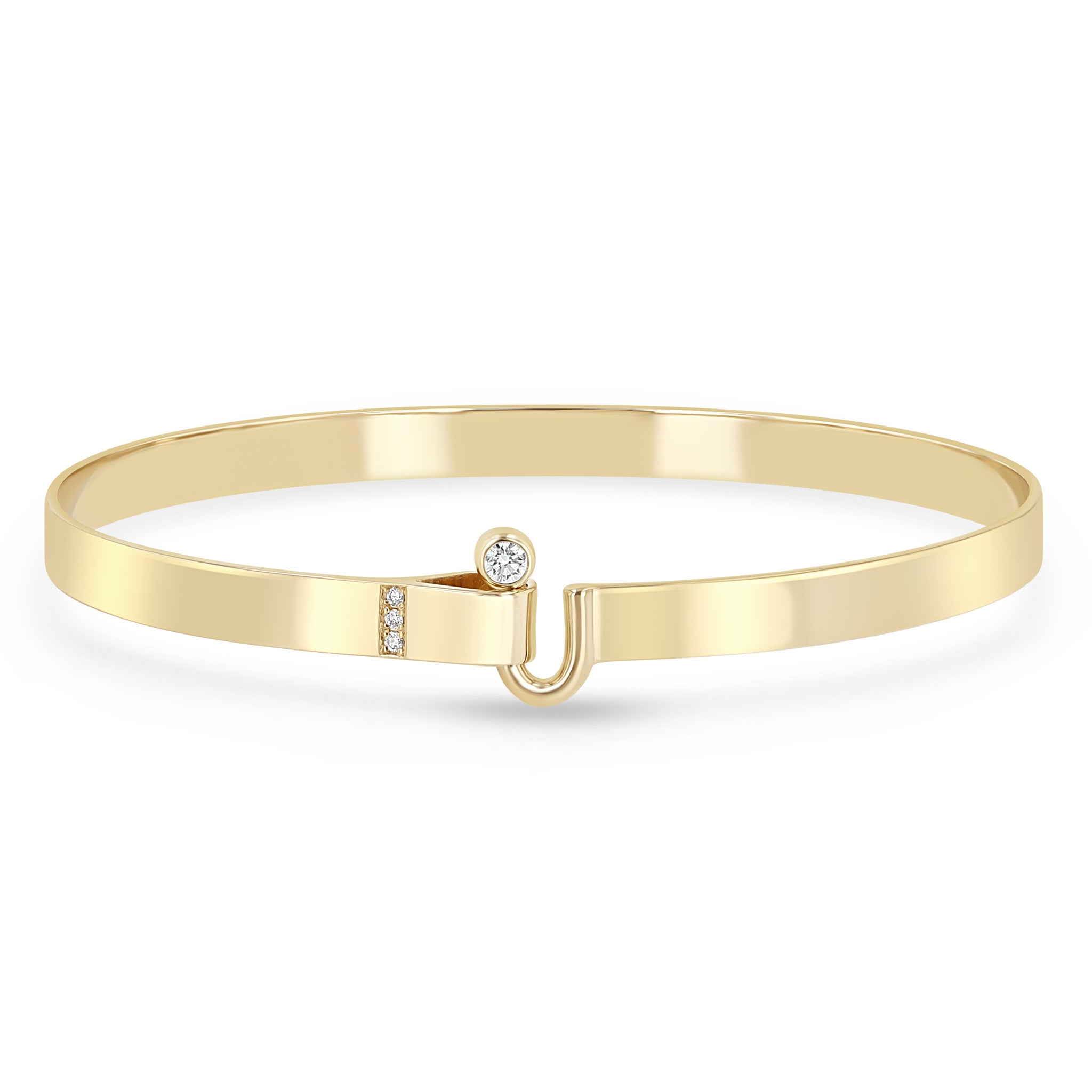 Zoe Chicco 14k gold cuff with small diamond accents on a white background