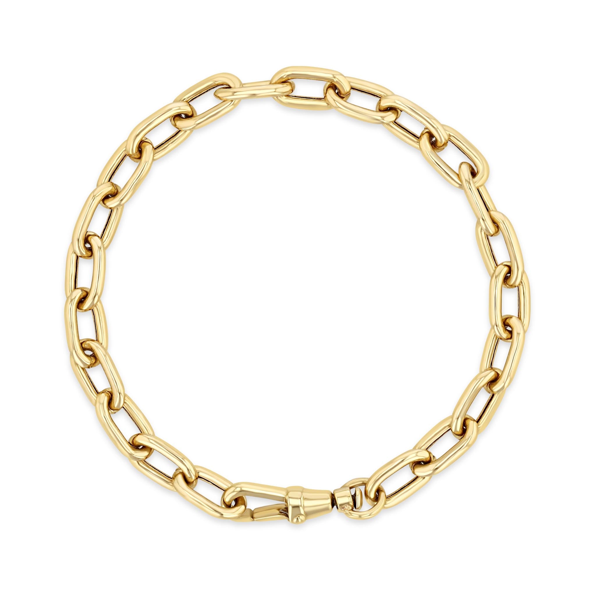 top down view of a Zoë Chicco 14k Gold XL Square Oval Link Bracelet With Swivel Clasp
