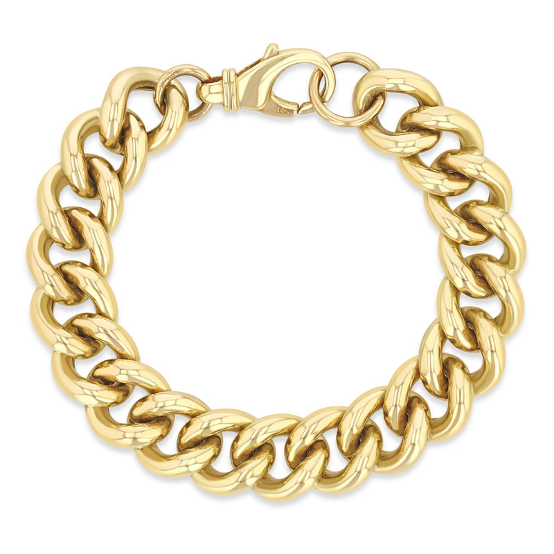 top down view of a Zoë Chicco 14k Gold XXL Thick Link Curb Chain Bracelet