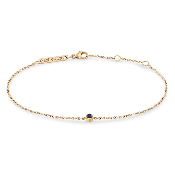 14k Single Blue Sapphire Bezel Bracelet | September Birthstone