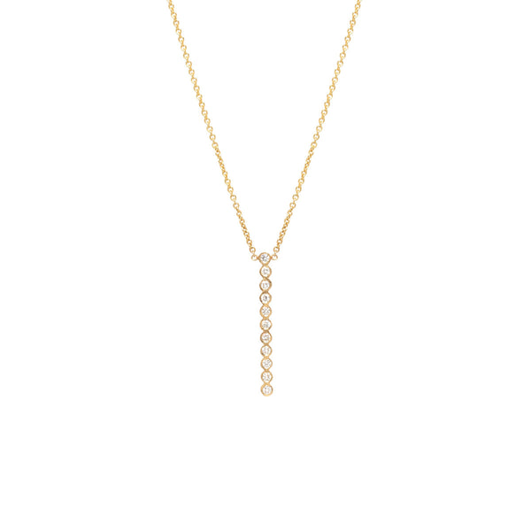 14k Vertical 11 Tiny Diamond Bezel Bar Necklace - SALE