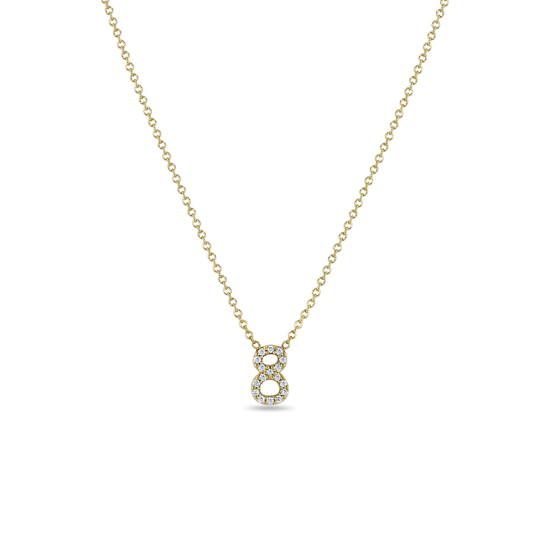 Zoë Chicco 14k Gold Pave Diamond Number 8 Necklace
