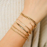 14k Small Curb & Medium Square Oval Link Double Chain Bracelet