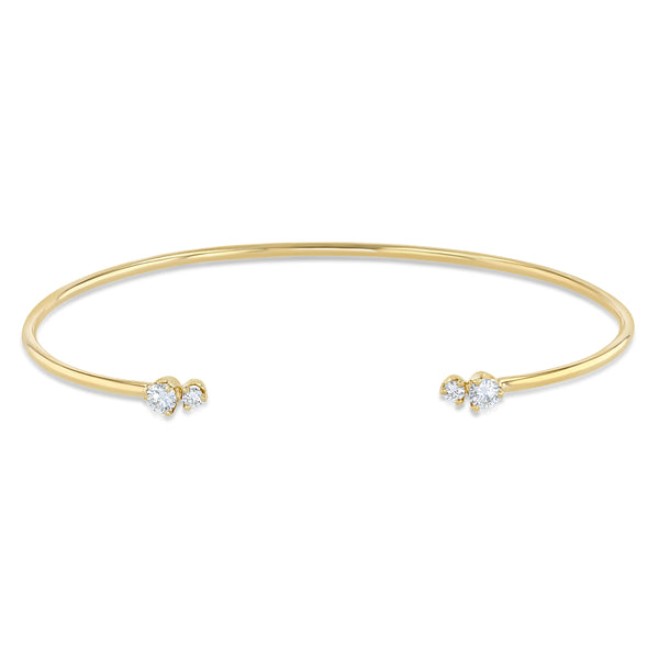 Zoë Chicco 14k Gold Mixed 2 Prong Diamond Cuff Bracelet
