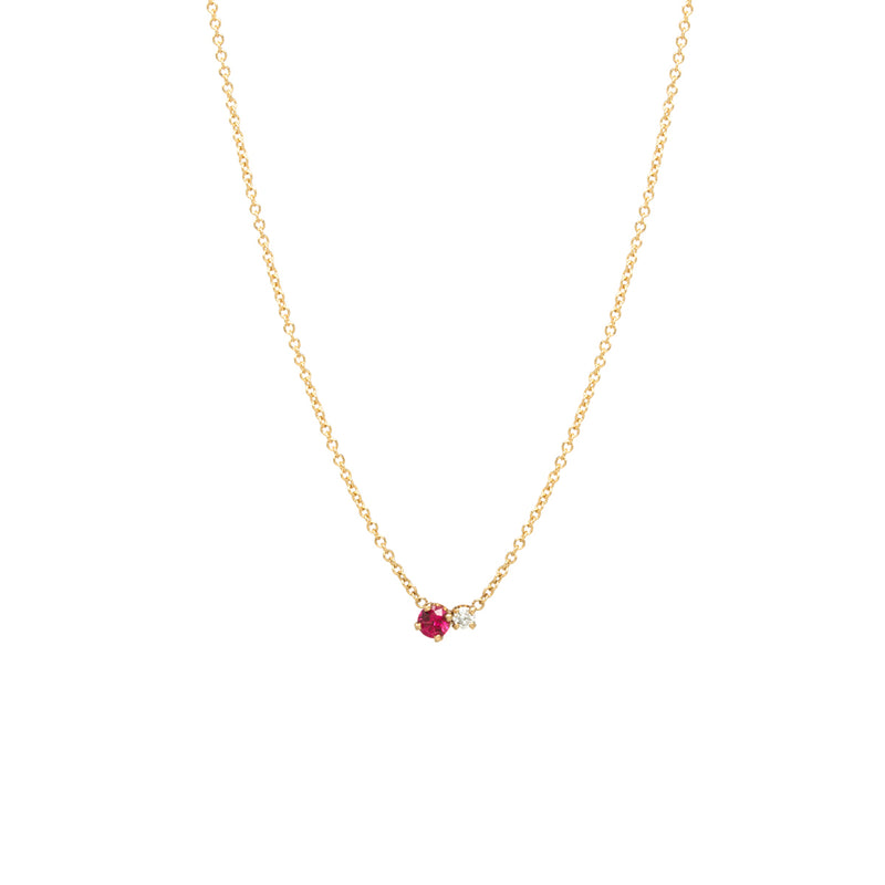 14k Prong Diamond & Ruby Necklace
