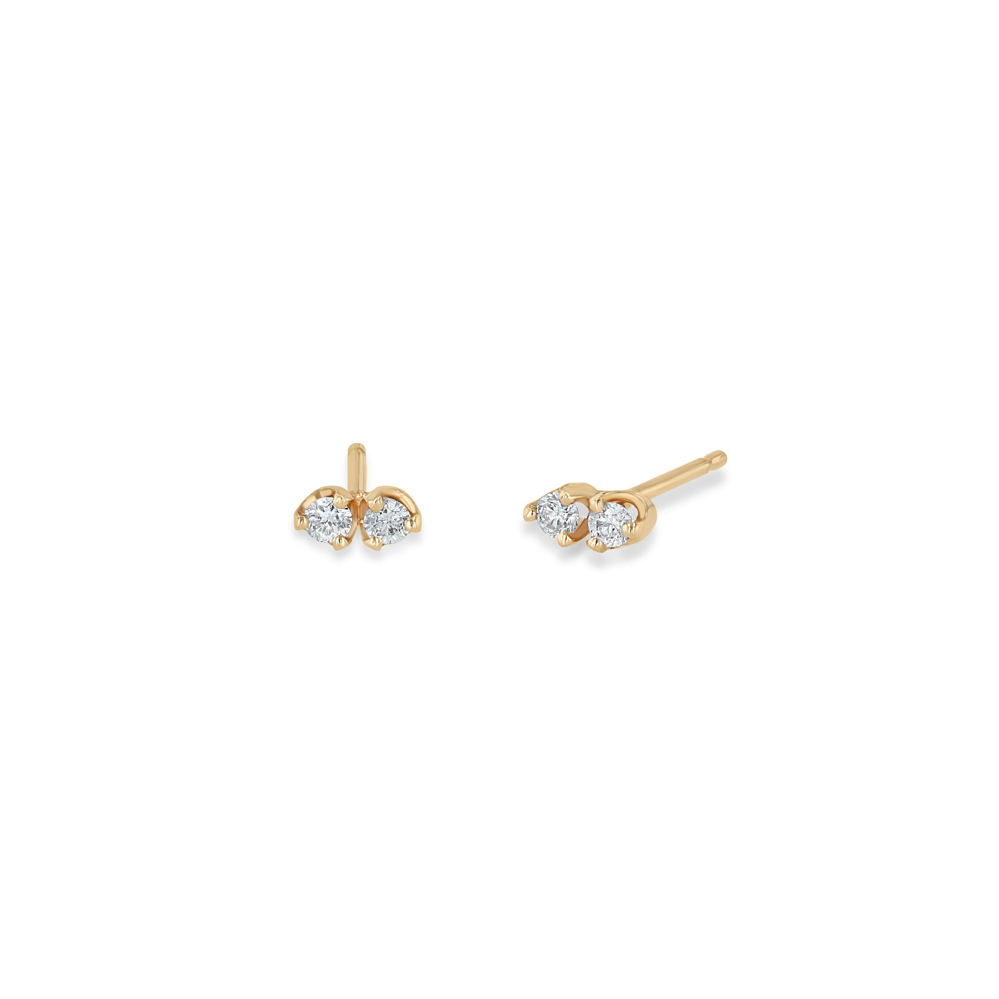Zoë Chicco 14k Gold Twin Diamond Stud Earrings