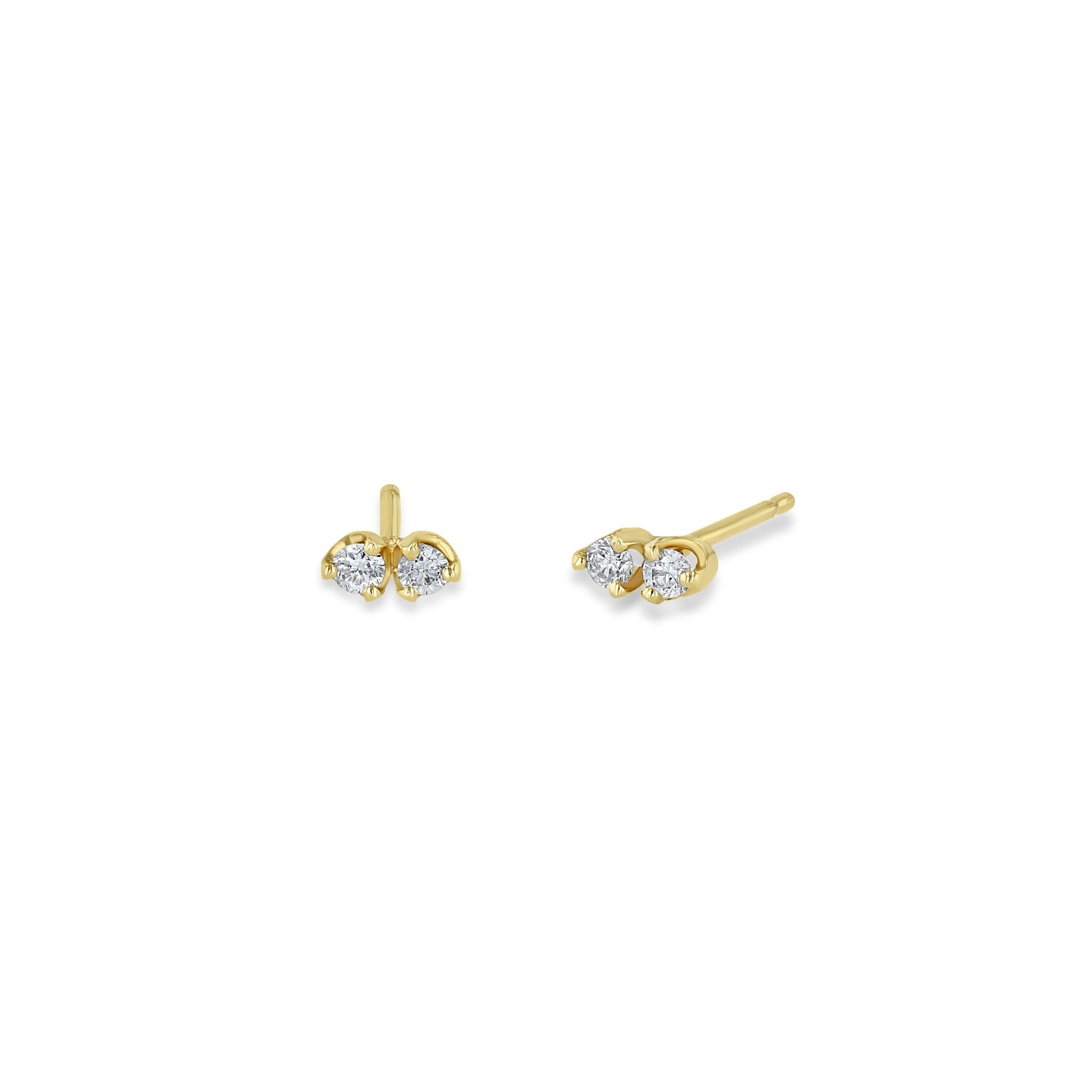 Zoë Chicco 14k Gold Twin Diamond Stud Earrings