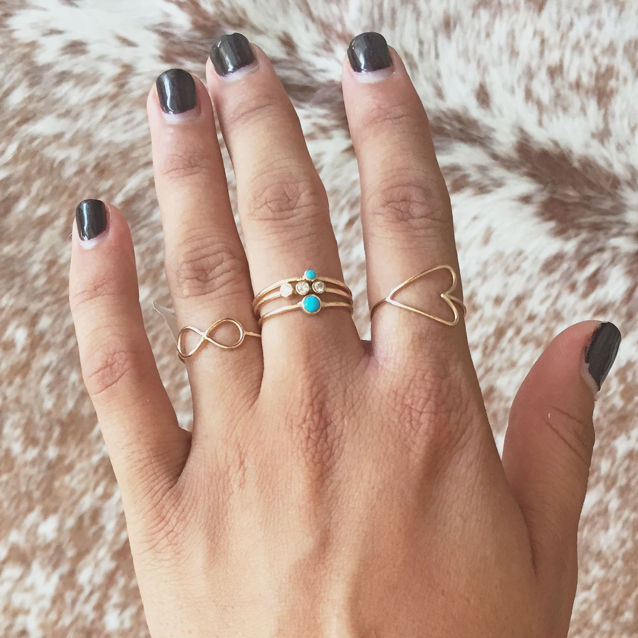 14k Gold Sideways Open Heart Ring