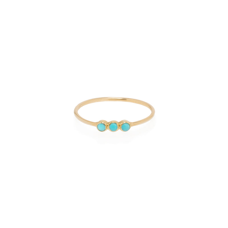 Zoë Chicco 14kt Yellow Gold 3 Turquoise Bezel Set Thin Band Ring