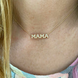 14k Full Pavé Diamond MAMA Necklace